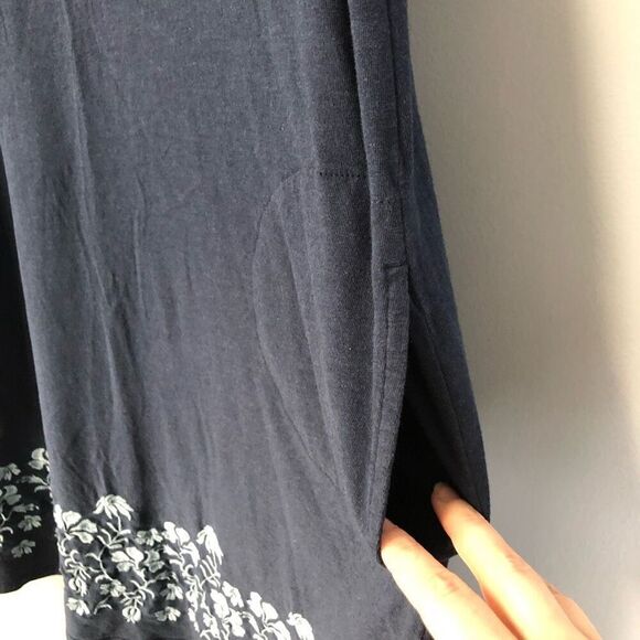 J. Jill blue embroidered knit dress cotton modal blend tank a line sz xs pockets - Picture 2 of 11